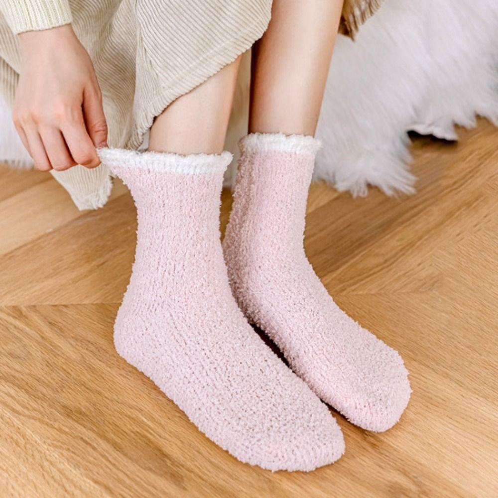 6Pairs Thicken Coral Fleece Socks Warm Sleeping Socks Women Sweet Winter Floor Socks  Girls