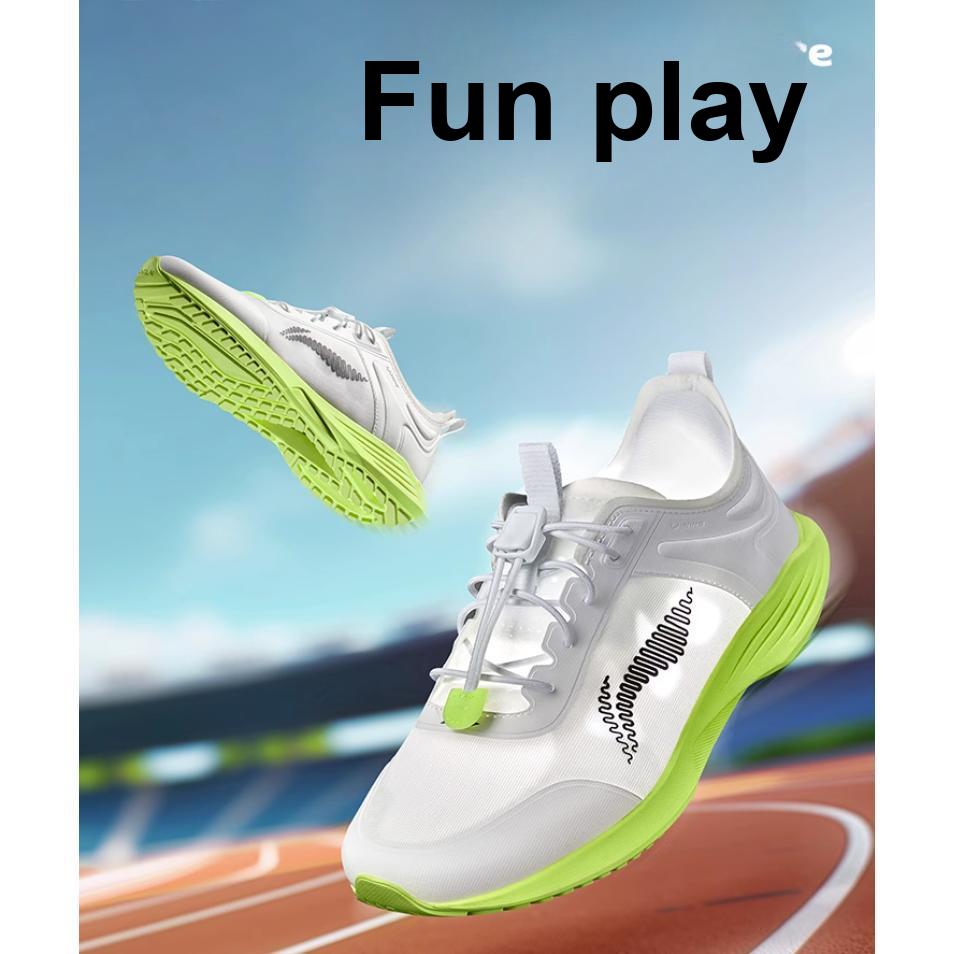 Li-Ning Cloud Comfortable Lightweight Drawstring Shock Absorption Low-Top Running Shoes Kids sneakers White Yellow Green YKFU052-1