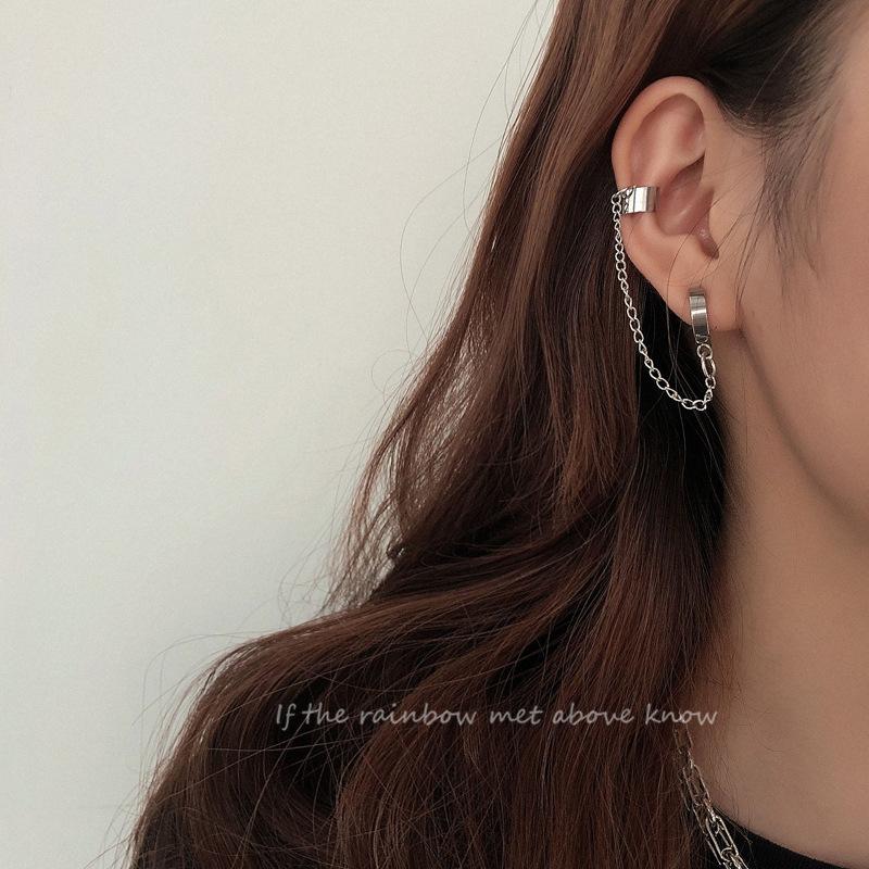 Cold wind ear clips without ear piercings, hip hop simple ear bone clips, integrated earrings 2025 tide