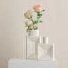 Modern Square Hollow Ceramic Vase Vintage White Dried Flower Arrangement Vase Living Room Office Decoration Aesthetic Ornaments