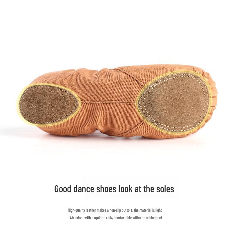 Kinderballett Katzenpfotenschuhe: Elastisch, Weiche Sohle, Schnürloses Canvas-Übungsschuhwerk