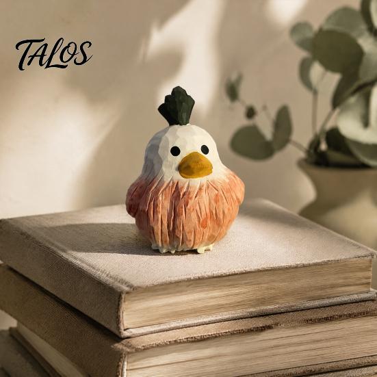 Healing Room Decoration Wooden Duck Figurine, Hand Carved Cute Statue, Rustic Nature Inspired Craft Miniature Ornament for Home Office Desk