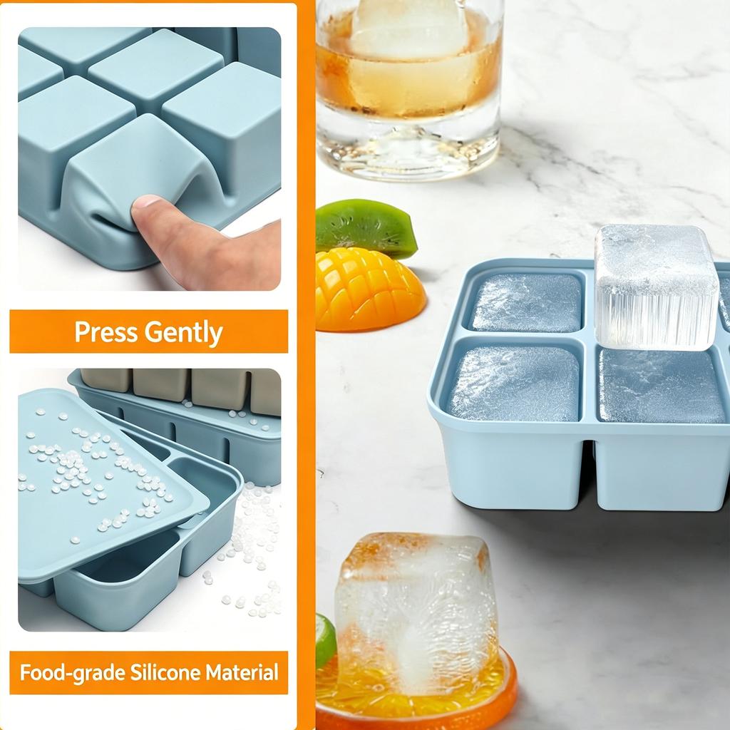 3Pcs Silicone Baby Food Freezer Tray With Lid, Ice Cube Mold For Homemade Fruit Vegetable Puree Snack Storage