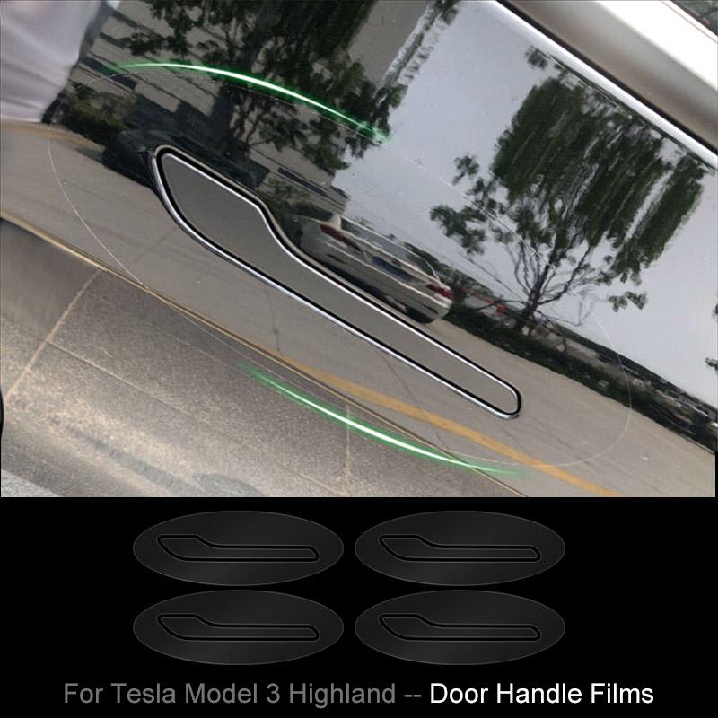 For Tesla Model 3 Highland Headlight Decorative Sticker Model 3+ Lamp Eyebrow Decor Handle Front Bumper Window Protective Film