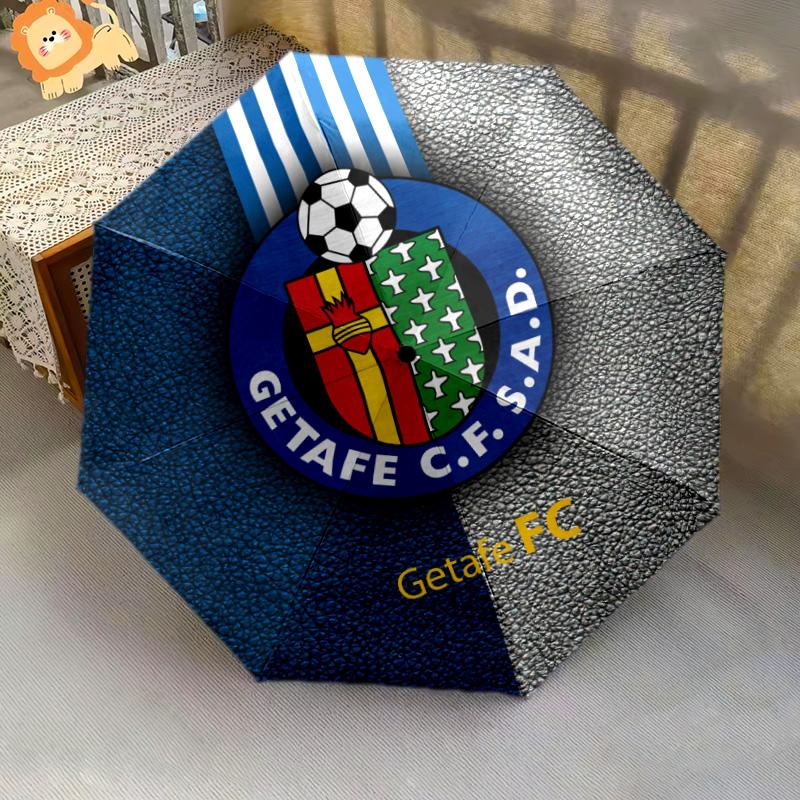 Getafe CF pattern, automatic folding umbrella, portable and foldable design, 8 ribs, a Christmas or birthday gift.