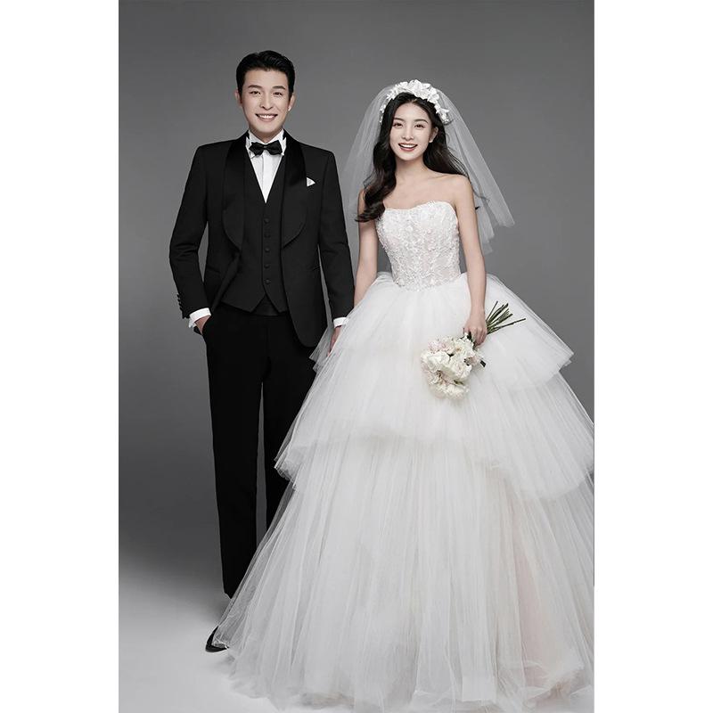 

Новое название 2025 новое свадебное платье для помещения, парная свадебная фотография, платье-труба с шлейфом, юбка, белое платье XXXL белый