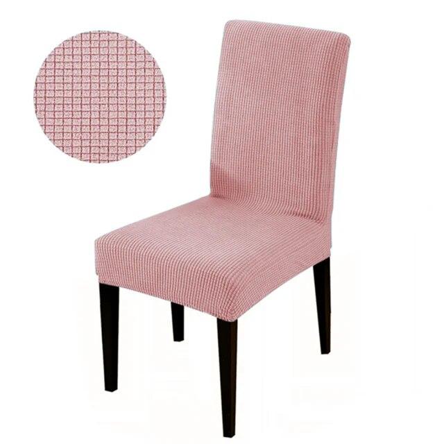 Jacquard-Stuhlbezug für Esszimmer, Stretch-Polar-Fleece-Stuhl-Sitzbezug, einfarbig, waschbar, Stuhlbezug für Küche, Bankett, Hotel