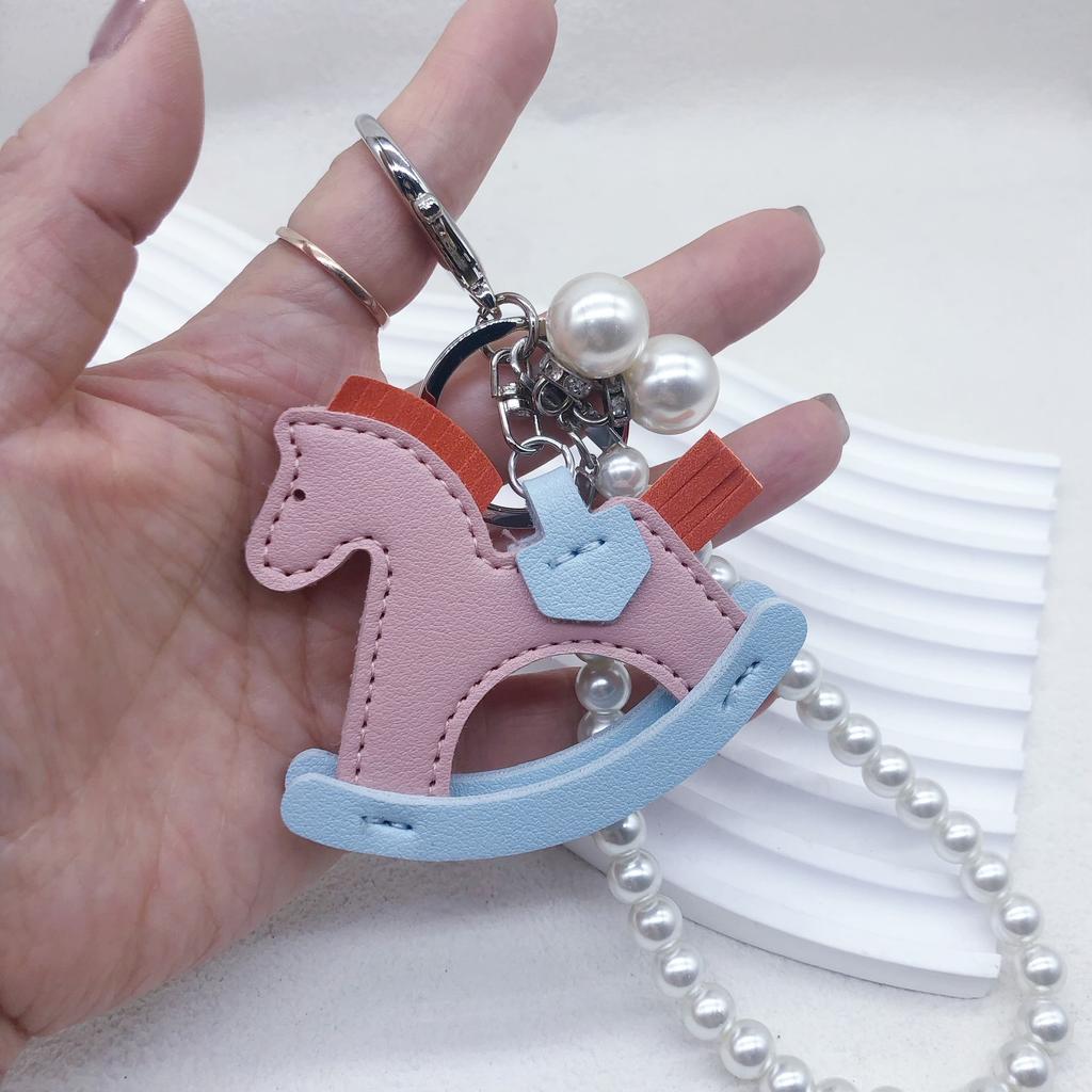 Year of the Horse small pendant keychain bag pendant three-dimensional PU rocking horse pendant holiday small gift car pendant pendant