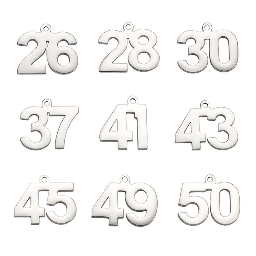 My Shape 1-25 Numbers Charms Stainless Steel Lucky Number Pendant for Necklace Bracelet Jewelry DIY Accessories Wholesale 10pcs