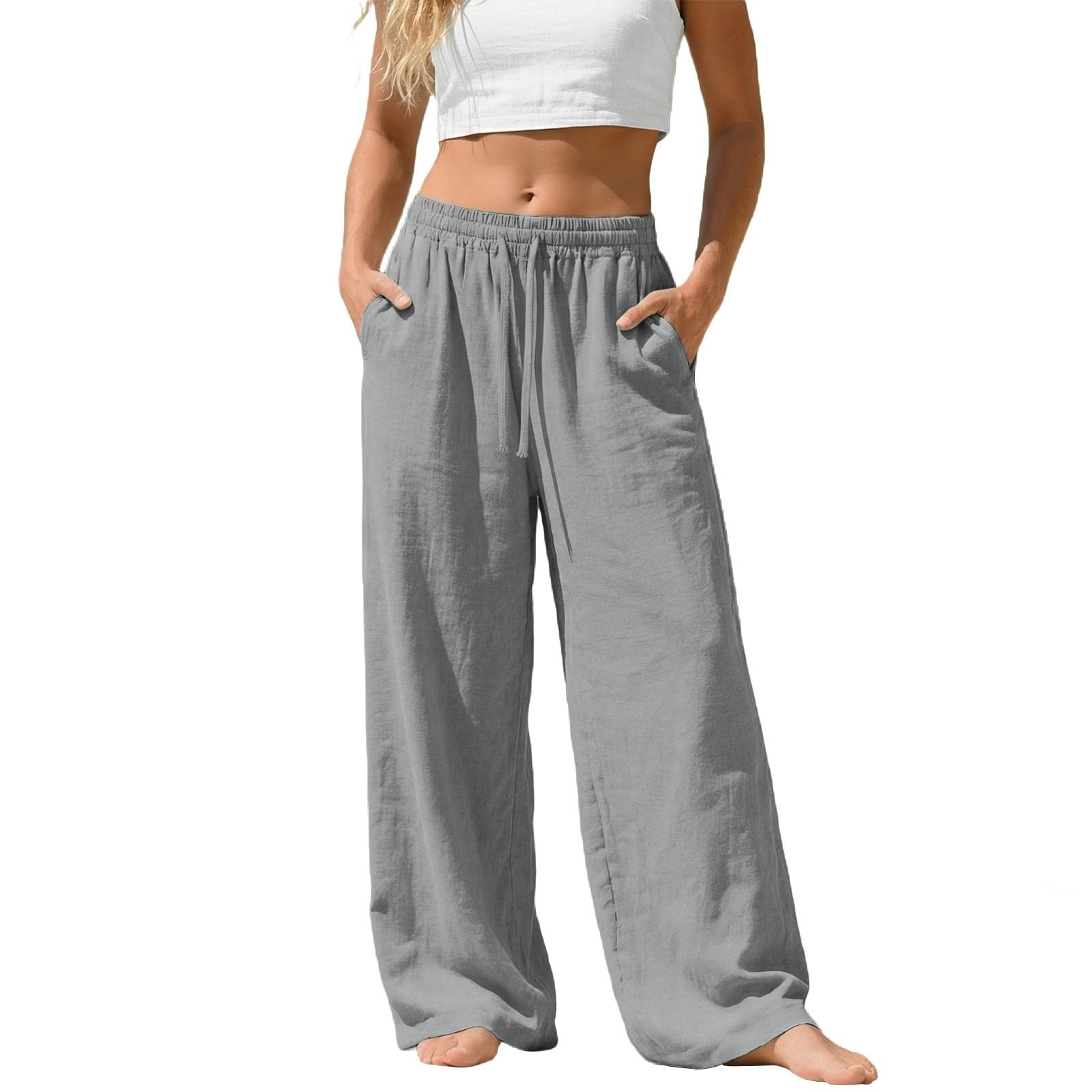 

Women s Casual And Fashionable Color Loose Pants With Pocketes XXL