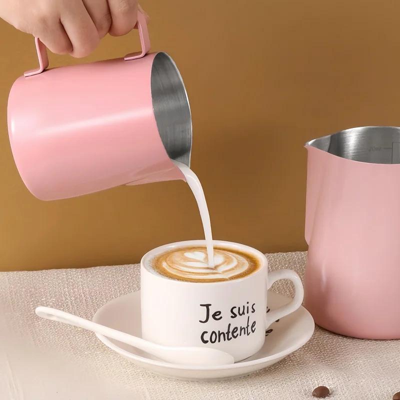 350/600ML Coffee Milk Frothing Pitcher Jug 304 Stainless Steel Precise Scale High Quality Latte Barista Professional CafeUtensil