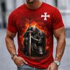 Vintage Tempelritter Druck Herren T-Shirts Neue Sommer Oversized Tops Kurzarm Tees Lässig Rundhals Harajuku Y2k Herrenbekleidung