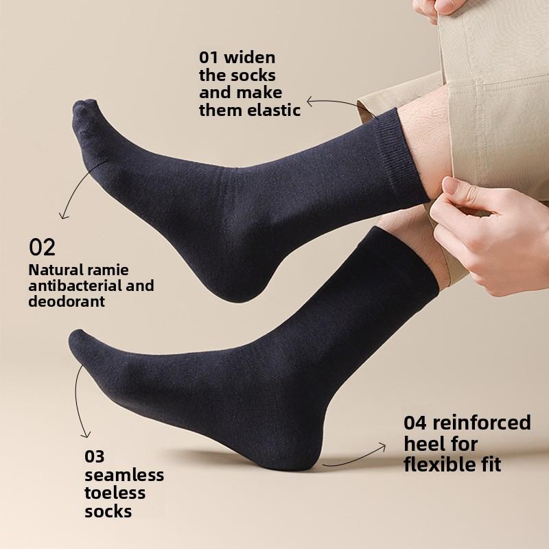 Herren Nahtlose Antibakterielle Ramie Herbst und Winter Hochelastische Deodorierende und Antibakterielle Business-Socken