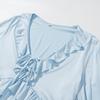 European & American Style Romantic Lace-up Ruffle Top and Long Skirt Set