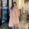 Winter thickened medium and long suit collar imitation mink plush fur coat plus cotton lazy wind coat