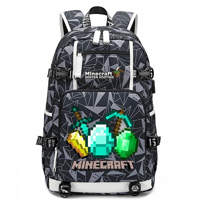 Hot Selling Minecraft Game Peripheral Printed Backpack Outdoor Large Capacity Travel Bag