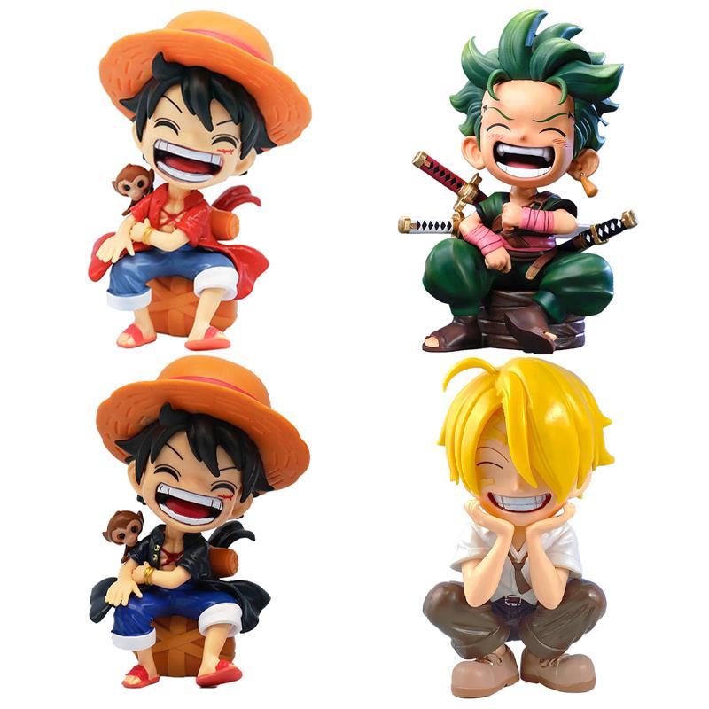 Anime Peripheral Series ONE PIECE Luffy Solon Sanji Q-version Sitting Posture Children's Model Figurine Toy Gift Collectibles