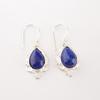 Lapis Lazuli Gemstone 925 Stamped Silver Jewelry Handmade Earrings 1.6" For Gift EE-163-22
