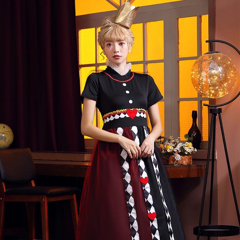 Halloween Costume Alice In Wonderland Queen Of Hearts Cosplay Party Stage Dress Women