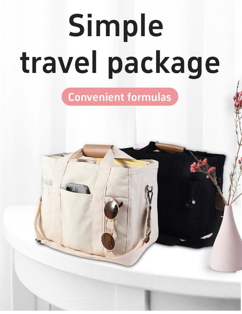 Trendy Multi-Functional Canvas Mommy Bag - Fashionable Mother & Baby Shoulder Messenger