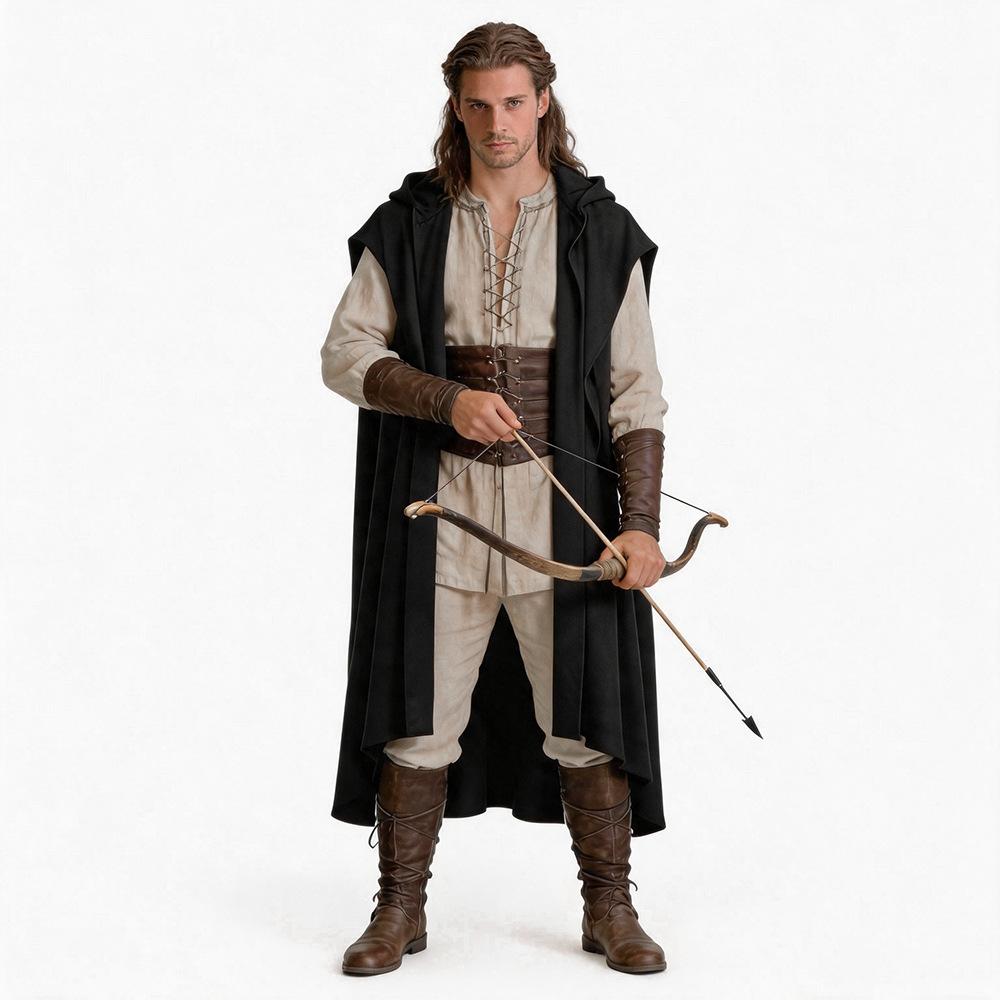 New medieval knight cape, halloween knight elf warrior cosplay cape cape S（124cm）