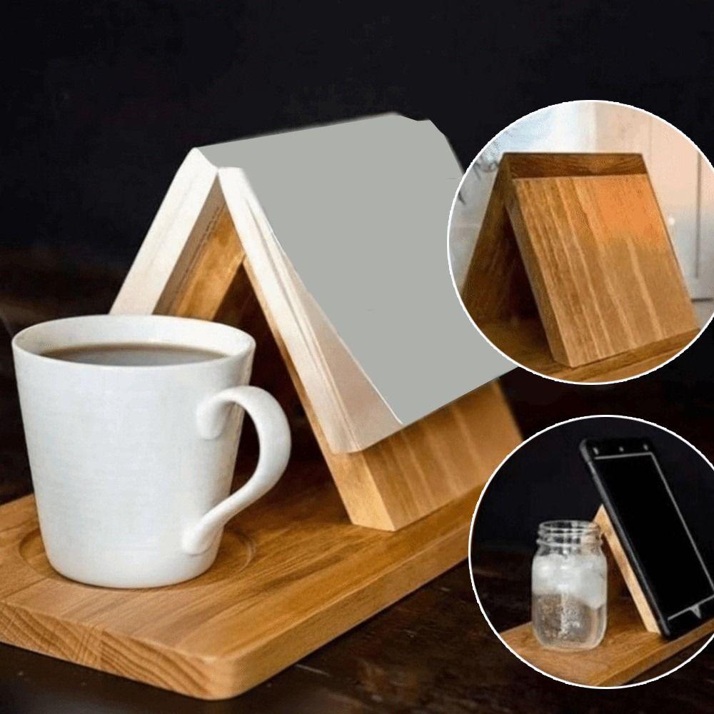 Supporto per Libri in Legno Multifunzione 2 in 1 Supporto per Lettura Organizzatore per Caffè Supporto Triangolare per Lettura Stanza Studio
