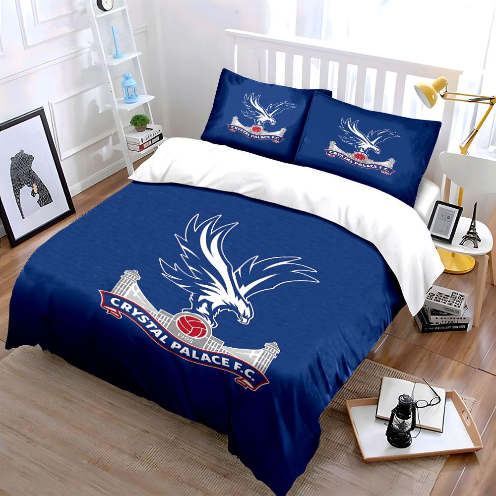 Blue Crystal Palace FC Bedding Bedding Duvet Cover Set Duvet Cover Pillowcases (1 * Duvet Cover 2 * Pillowcases, Without Duvet Insert)