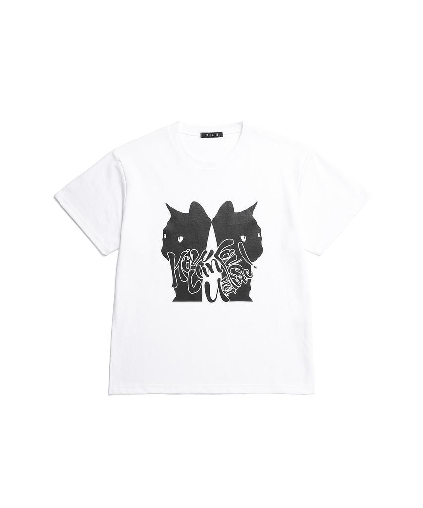 D.XO.H Two Cats Logo T-Shirt White