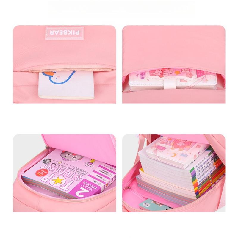 Pink Waterproof Wear-resistant Leisure School Bags Primary School Girls' After-school Tutoring Shoulder Bag Lightweight Nylon Material Bookbag