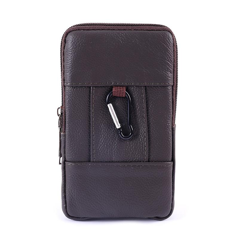 Genuine Leather Crossbody Phone Bag, Belt Pouch Phone Holster for Men, Multi-Pocket Waist Bag with Zipper , Card Holder, Hands-Free EDC Travel Wallet