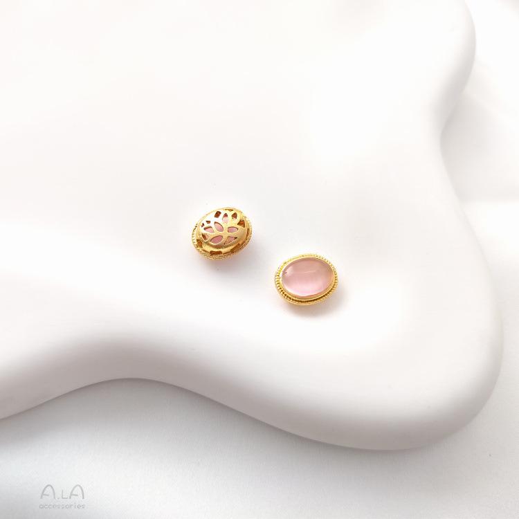 Dull Gold Cat's Eye Stone Spacer Beads with Imitation Jasper for DIY Bracelets and Necklaces