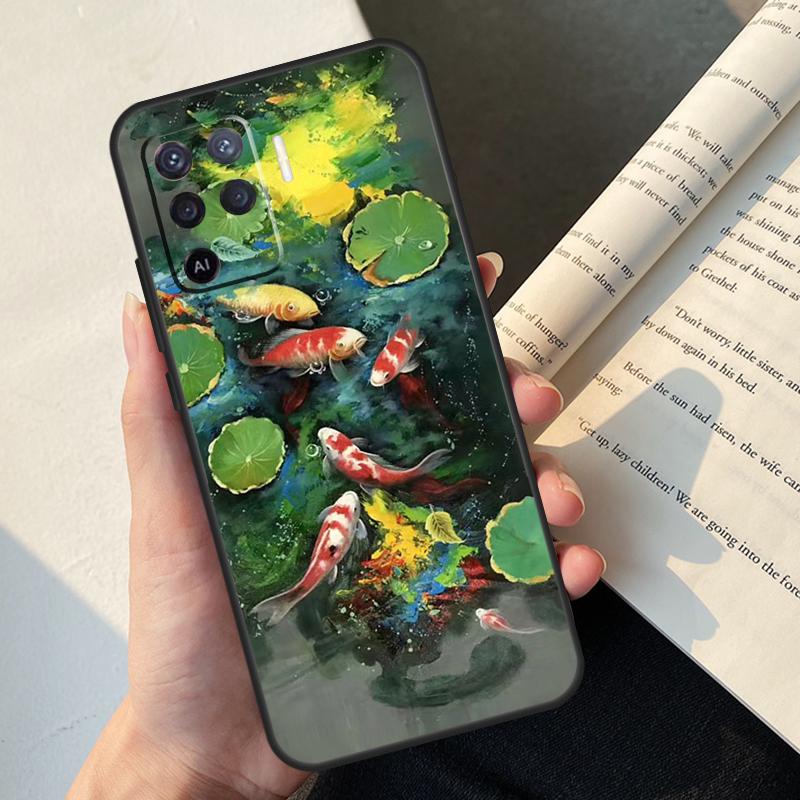 

Koi Carp Fish Painting Case For OPPO A57S A54 S A16 A76 A96 A5 A9 A31 A53 A15 A52 A72 A91 A74 A94 A17 A57 A77 Cover OPPO A54s