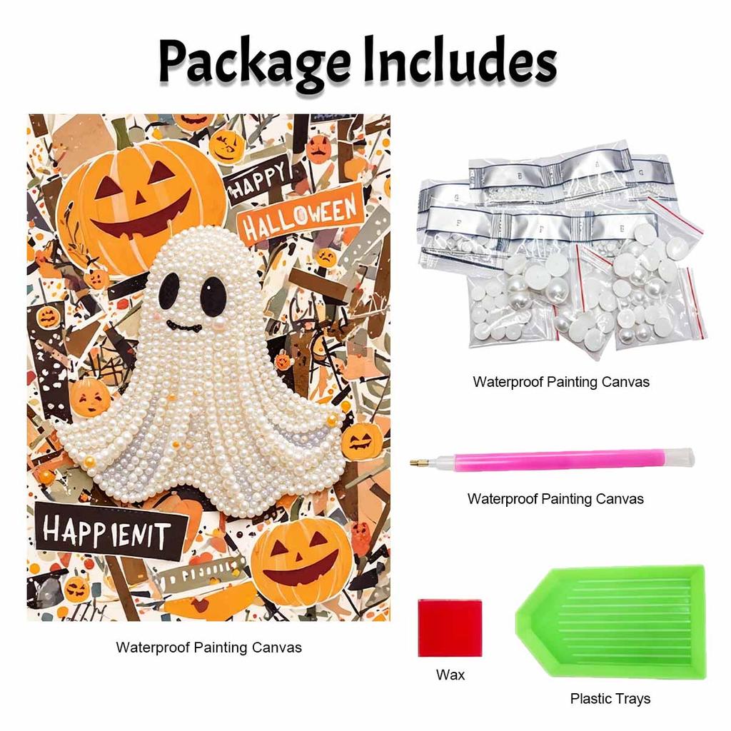 Halloween Ghost Pearl Painting Set 5D DIY Pearl Art Home Bedroom Wall Decor Handmade Craft Gift For Festival Holiday Party Supplies
