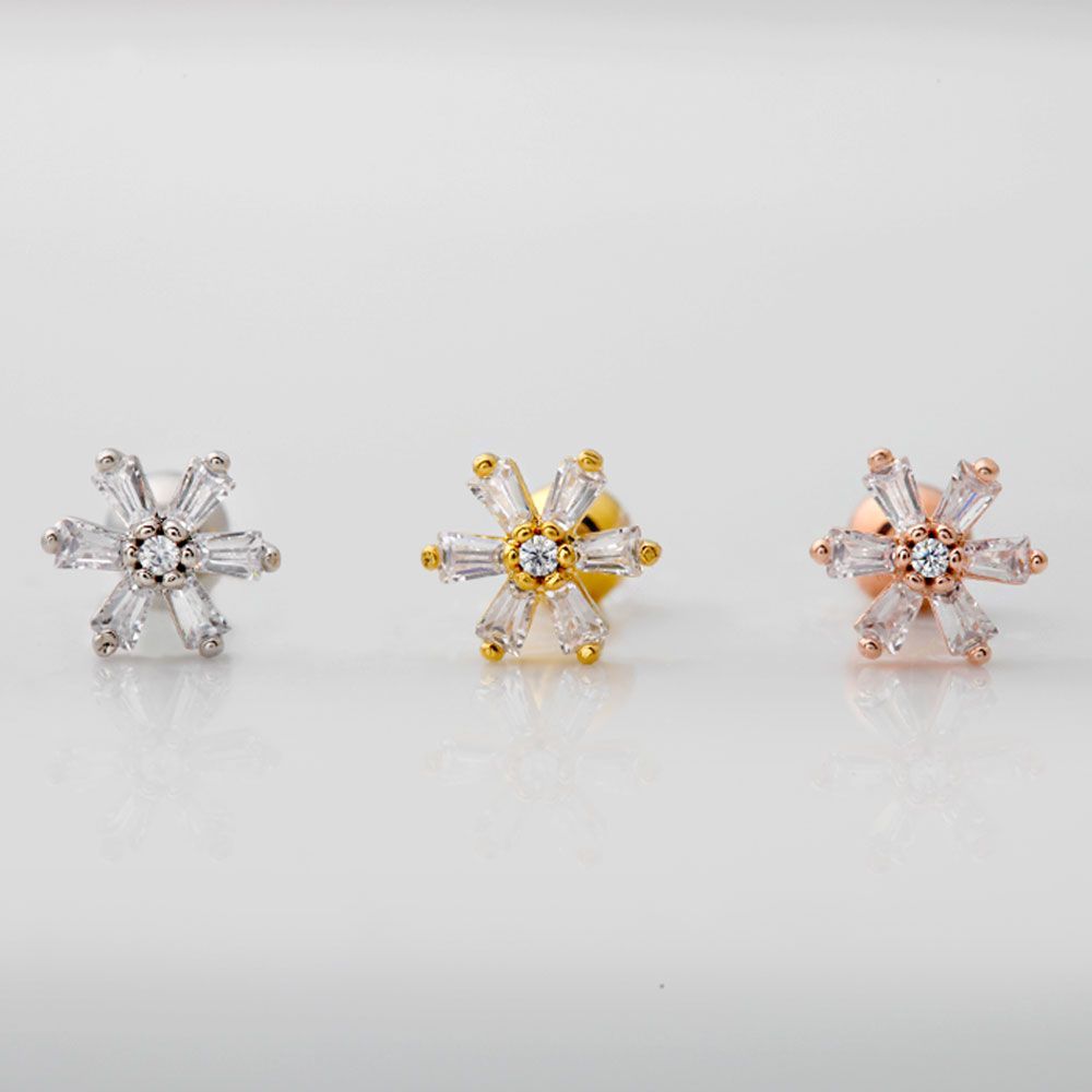 Choose 1 of 3 piercings: frozen pin flower surgical cubic