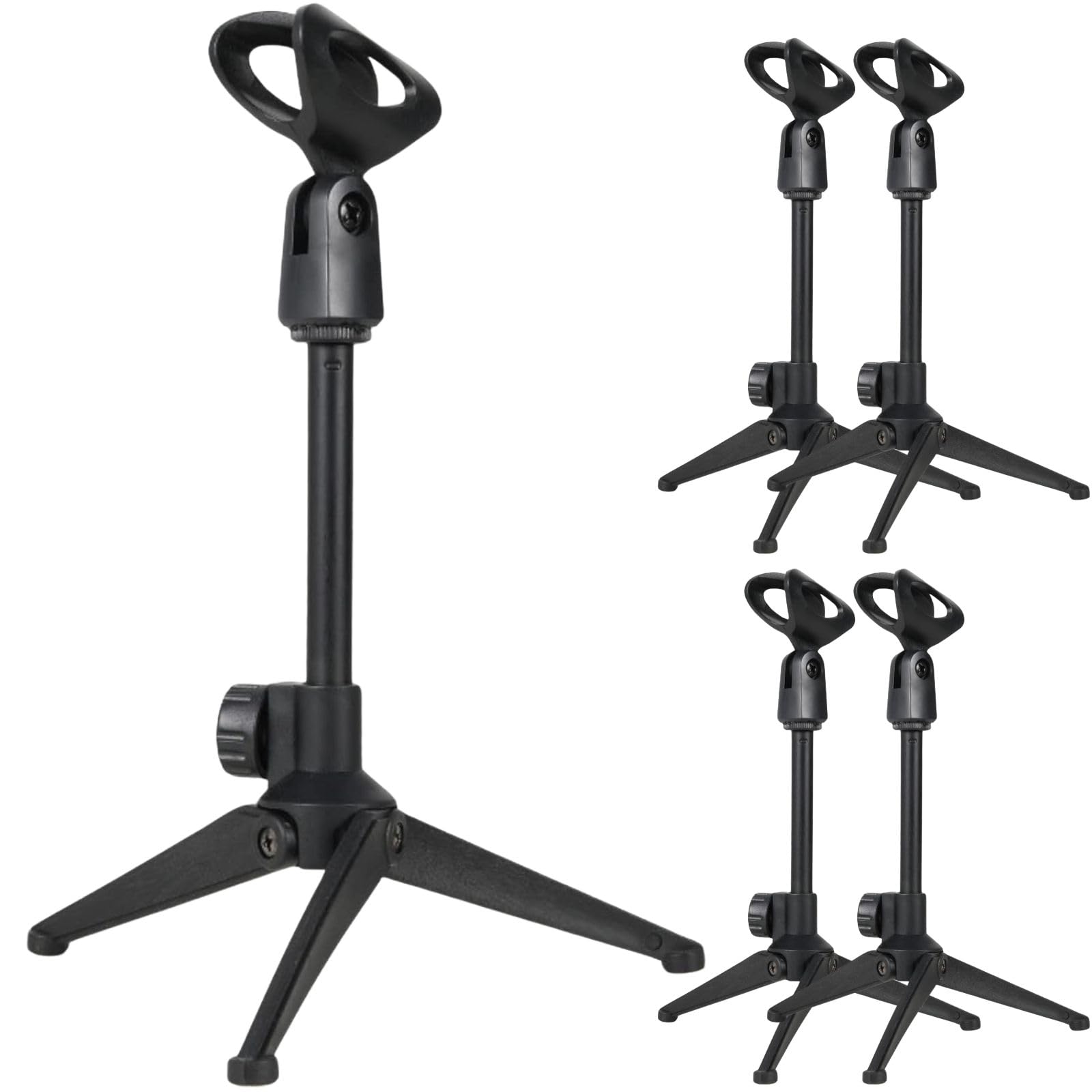 

Fujirec Fujirec Lightweight Desktop Microphone Stands, 10-Piece Set, Adjustable Length and Angle, Tripod and Microphone Holder Included, Lightweight,