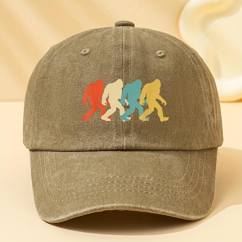 Colorful gorilla printed washed baseball cap for men and women, suitable for outdoor vacation, camping, and leisure fishing
