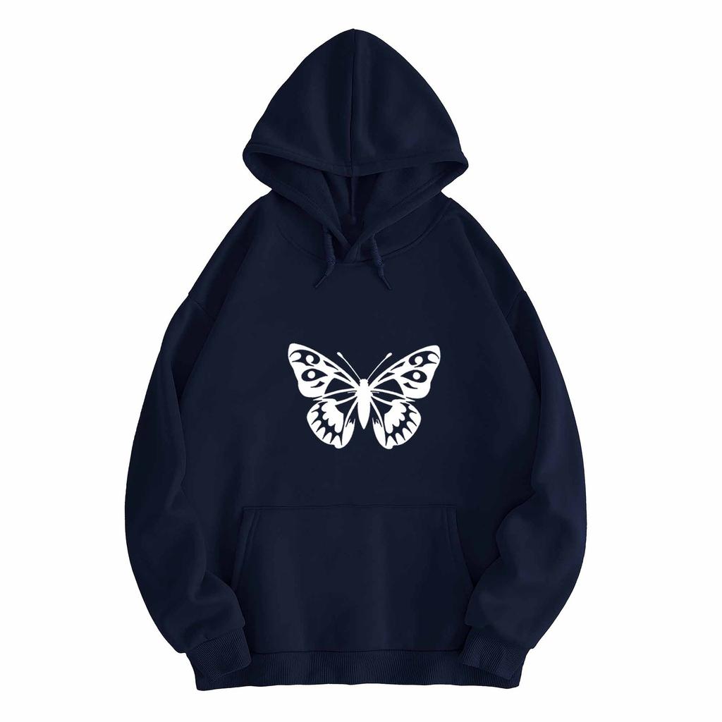 2025Fashion Trend Autumn Winter Butterfly Print Hoodie Sweatshirt for Men and Women Couple Korean Style Casual Simple Top