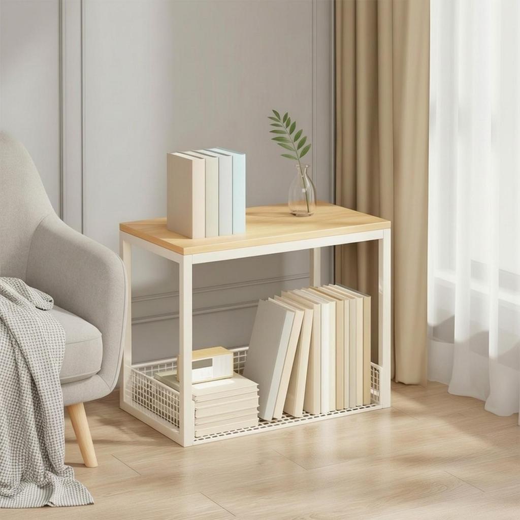 Open WireMesh Storage Rack with Raised Sides Versatile Metal Frame WoodWoodenLook