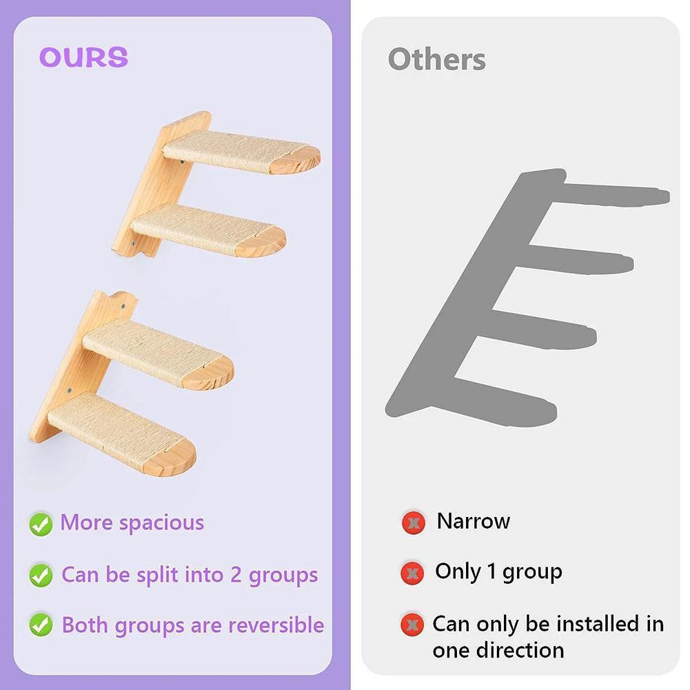 Prolézací police pro kočky Nástěnná oboustranná čtyřschodová lana pro kočky Nábytek pro kočky E W4G9