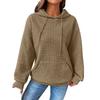 Women's Fashion Loose Hooded Pullover Long Sleeve Patchwork Plaid Sweat Drawstring Shoulder Strap Pocket Top