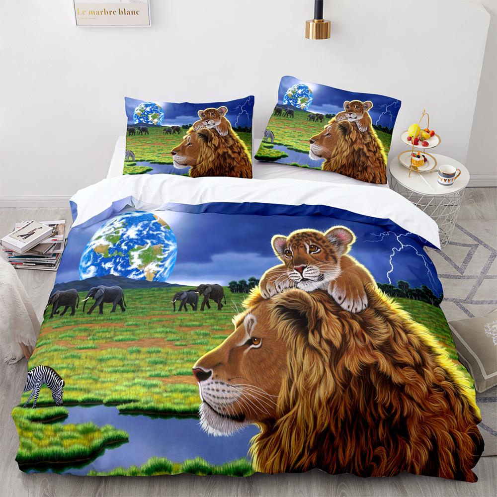 Beast Lion Bedding Set Single Twin Full Queen King Size Animal Bed Set Aldult Kid Bedroom Duvetcover Sets 3D Print 030