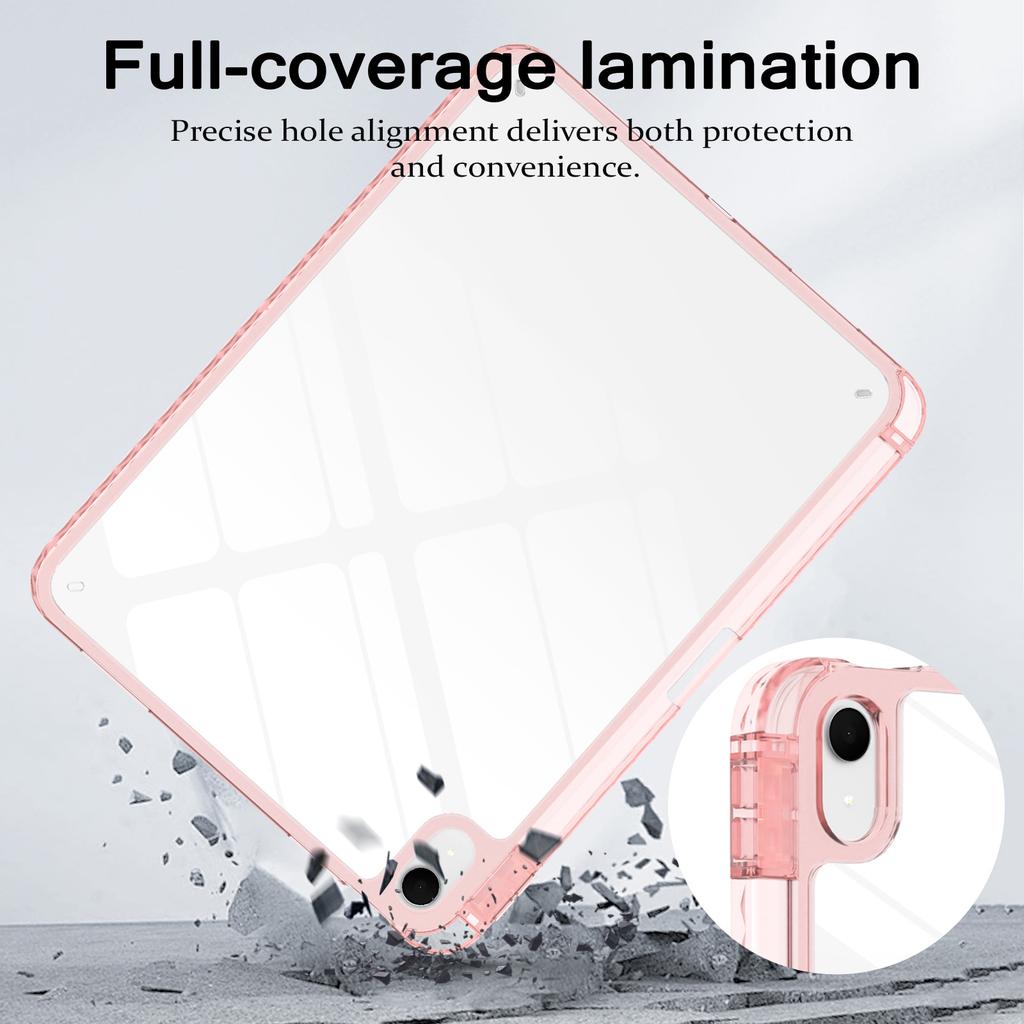 For iPad (2025) / 10.9 (2022) Case TPU + Acrylic Clear Back Ultra Thin Tablet Cover with Pen Slot
