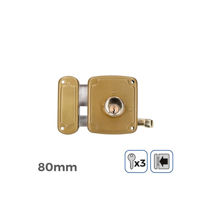Serrure Gauche 80mm 3 Clés Inclus