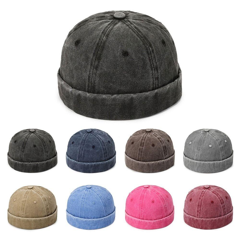 Einfarbige randlose Dockermütze Baumwolle Randlose Mütze Vintage Hip Hop Mütze Junge Mädchen