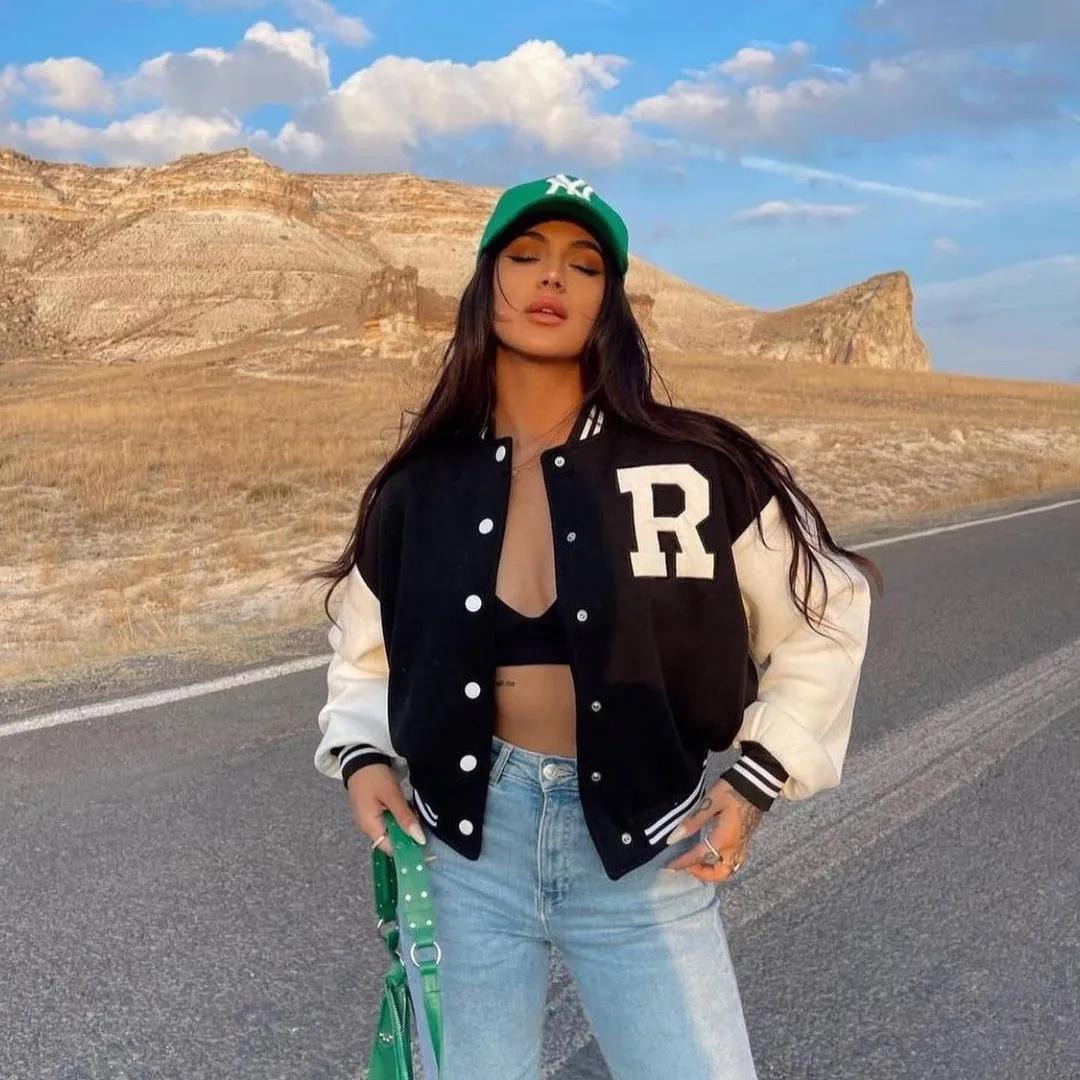 

Весеннее женское пальто, универсальное пальто с буквенным принтом, женское зимнее новое утолщенное теплое модное повседневное спортивное пальто, женская одежда XS