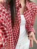Women's Retro Plaid Red Long Sleeve Shirt Jacket - Early Spring/Summer Sunscreen Top