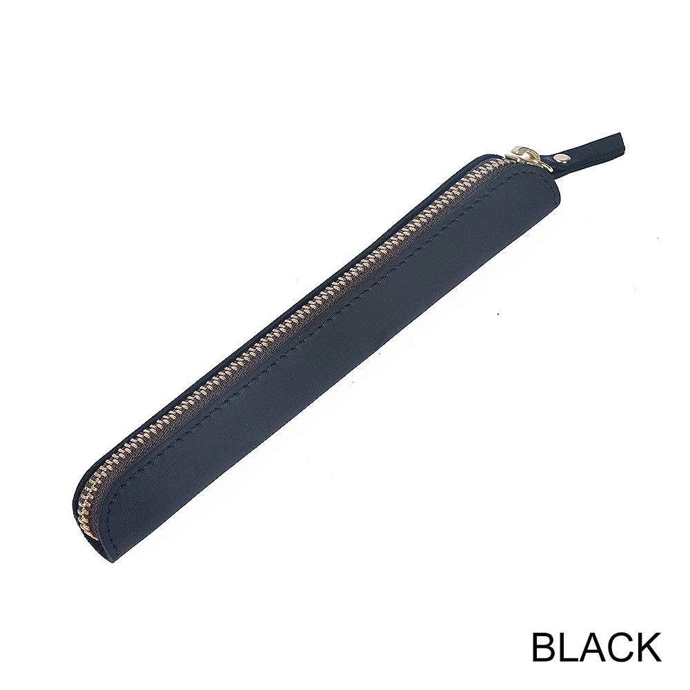 AIGUONIU  Mini Handwritten Leather Pencil Case Portable Cowhide Zipper Pen Protective Case