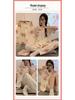 Pastoral Women's Pajama Set: Soft, Cute Rabbit Design, Short-Sleeve, Casual Three-Piece Loungewear.