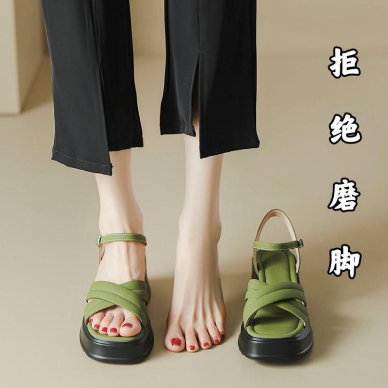 Not Tired Shoes~ Soft 2025 New Summer Small Height-increasing Platform Sandals Women's Muffin Roman Shoes