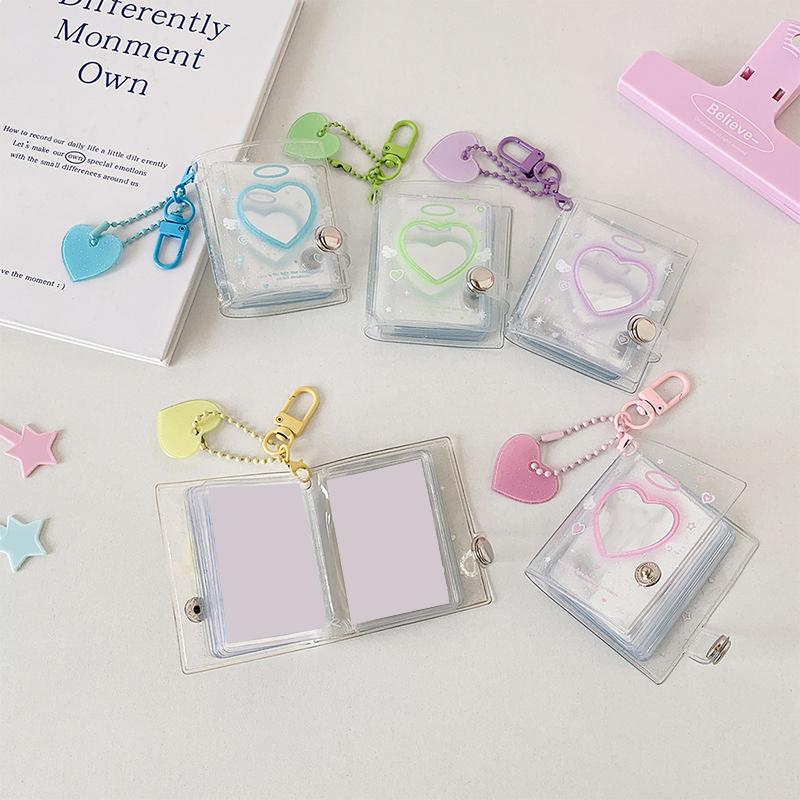 32 Pockets Photo Album 2 Inch Love Heart Hollow Picture Storage Case Keychain Kpop Card Binder Name Card Book Photocard Holder